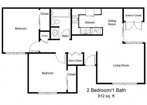 Mountain View_2 Bedroom Floor Plan
